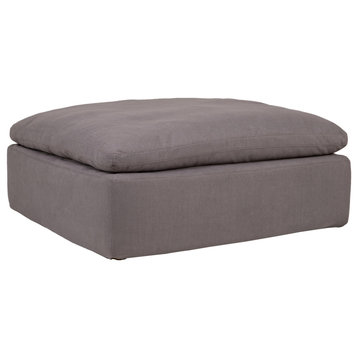 Stain Resistant LiveSmart Performance Fabric Feather Filled Grey Modular Ottoman