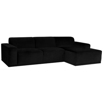 Leo Black Fabric Sectional Sofa, HGSN300