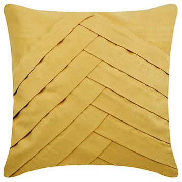 Dull Gold 16"x16" Throw Pillow Cover Suede Pintucks, - Gold No Limits No Lines