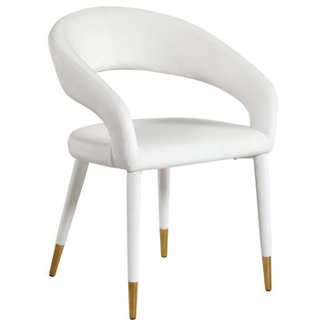 The Prescott Dining Chair, Cream, Velvet