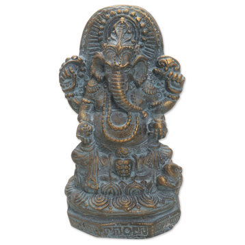 NOVICA Ganesha Of Fortune And Cast Stone Sculpture