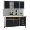 vidaXL Workbench with Four Wall Panels and Two Cabinets Workstation Storage