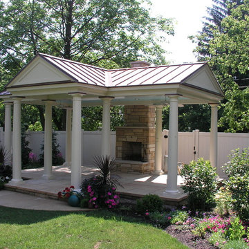 Garden Pavilion with Three Gables & Fireplace