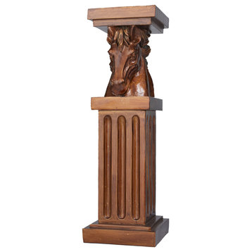 Traditional Brown Polystone Pedestal Table 560368