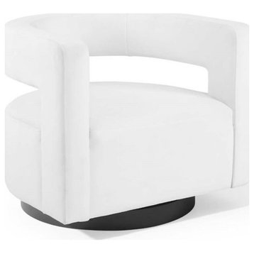 Modway Spin Modern Performance Velvet Swivel Armchair in White