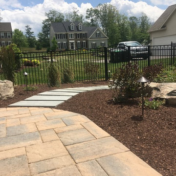 Backyard Patio & Landscape Design w/ Lighting around Pool