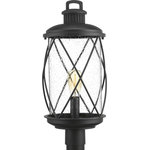 Progress Lighting - Post Lantern - Hollingsworth lanterns feature a crisscross design that surrounds clear seeded glass, emulating popular farmhouse decor. Ideal for a variety of transitional exteriors when paired with either vintage or traditional bulbs. Includes wall, hanging and post options. Uses (1) 100-watt medium bulb (not included).