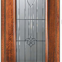 Prehung Single Door 96 Wood Mahogany Arlington 1 Panel 3/4 Lite Glass - Front Doors