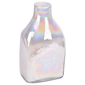 12" White Enamel Glass Bottle Vase