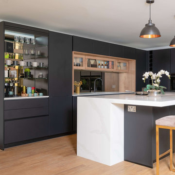 Black and Oak Contemporary Kitchen in St Albans