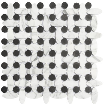 11.51"x11.51" Elyptic Basketweave Imagination Mosaic, Set Of 4, Minor Key