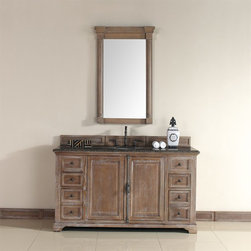 60 inch Bathroom Vanity Oak Finish, Brown Marble Top - Bathroom Vanities And Sink Consoles