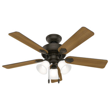 Hunter 44" Swanson New Bronze Ceiling Fan With LED Light Kit and Pull Chain