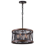 CWI Lighting - Parsh 5 Light Drum Shade Chandelier With Pewter Finish - Add an unexpected touch of industrial charm to your space with the Parsh 5 Light Chandelier. This light source features a 20 inch metal mesh drum shade in pewter finish.  A wood grain border completes the rustic chic look of this light fixture. Use with E26 bulbs and add a dimmer switch for illumination and ambiance you can control. Feel confident with your purchase and rest assured. This fixture comes with a one year warranty against manufacturers defects to give you peace of mind that your product will be in perfect condition.