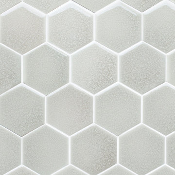 Hexagon 3.5" in Silver crackle glaze.