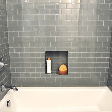 Gray Glass Tile Bathroom