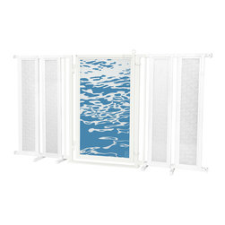 Fusion Gates - Fusion Gate with Healing Waters Design, White Pearl, 71.5"-74" - Dog Gates