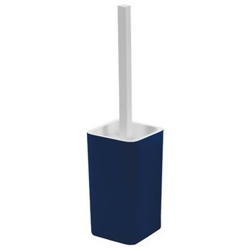 Contemporary Square Toilet Brush Holder, Blue