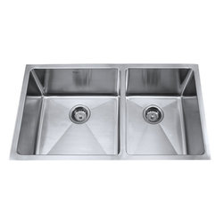 Kraus 33 Inch Undermount 60/40 Double Bowl Stainless Steel Kitchen Sink KHU103-3 - Kitchen Sinks