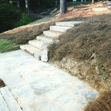Pondless Water Feature/Flagstone Patio and Fire Pit/Mossrock Seating Wall