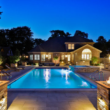 Prospect Heights Outdoor Living Project with Swimming Pool and Hot Tub