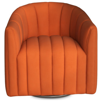 SEYNAR Velvet Swivel Barrel Accent Sofa Chairs with Metal Base for Living Room, Orange