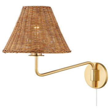 Issa 1-Light Portable Wall Sconce Aged Brass