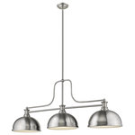 Z-LITE - Z-LITE 725-3BN-D12BN 3 Light Chandelier - Z-LITE 725-3BN-D12BN 3 Light ChandelierFeaturing stunning curves, this three-light ceiling light casts a bright glow. Brushed nickel streamlines the sleek lines while highlighting the curves.Style: RestorationCollection: MelangeFrame Finish: Brushed NickelFrame Material: SteelShade Finish/Color: Brushed NckelShade Material: Metal + GlassDimension(in): 52(L) x 13.25(W) x 21(H)Chain Length: 5x12" + 1x6"+ 1x3"Cord/Wire Length: 110"Bulb: (3)100W Medium Base(Not Included),DimmableUL Classification/Application: ETL/CETL Certified/Dry