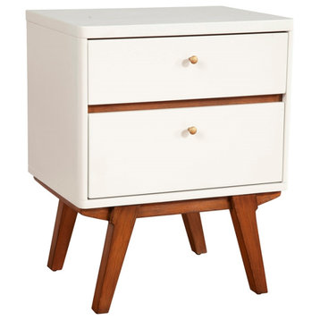 Bowery Hill Two Drawer Wood Nightstand in White