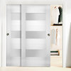 Sliding Closet Glass Bypass Doors / Sete 6003 White Silk / Rails, 60" X 80" ( 2* 30x80)