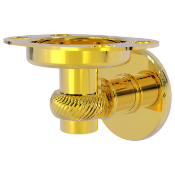 Continental Toothbrush Holder With Twist Accents, Polished Brass