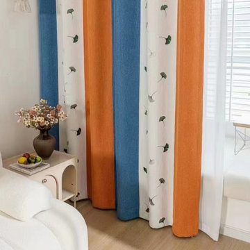 QYH2407B Made To Measure Chenille Curtains Stripe Ginkgo Biloba
