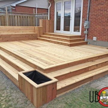 Cedar Deck with Built-in Bench and Flower Boxes