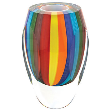 Badash J518 Rainbow Murano Style Art Glass 6" Vase