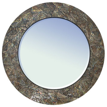 Brindled Glam Mother of Pearl Framed Mirror, 30 X 30