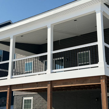 Covered Elevated Deck with Two-Tone Railing