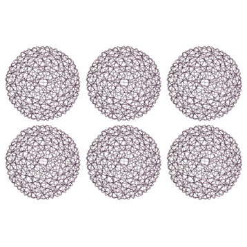 Gray Woven Paper Round Placemat Set/6