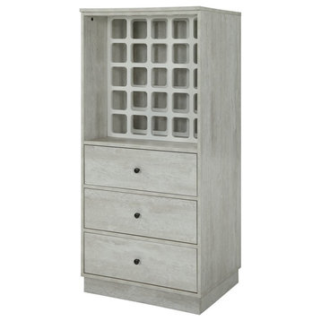 ACME Wiesta Engineered Wood Wine Cabinet with 3 Drawers in Antique White