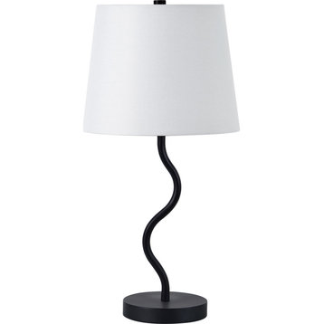Mayssa Contemporary Matte Black Table Lamp With Off-White Cotton Shade
