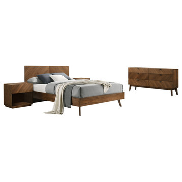 Nova Domus Kamela -Modern Walnut Bedroom Set, Eastern King