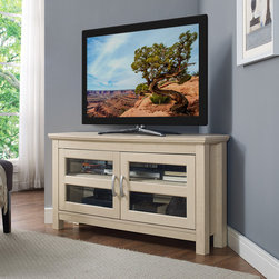 Transitional Modern Farmhouse Wood Corner Media TV Stand Storage Console - Maple - Products