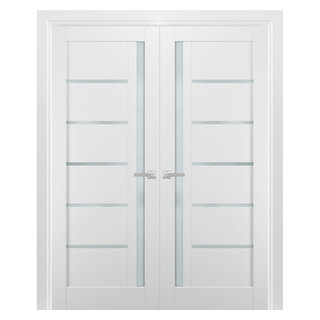 French Double Lite Doors & Hardware | Quadro 4088 White Silk ...