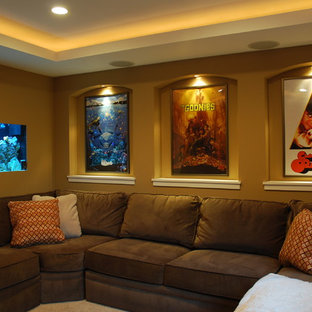 Photo of a contemporary home cinema in Minneapolis.