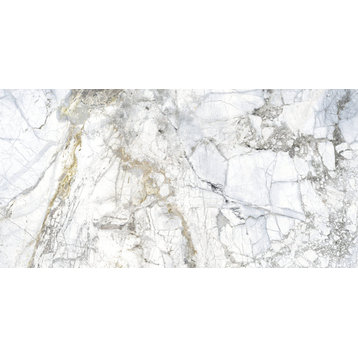 Supreme White Marble Look Porcelain Tile, 24"x48" Premium Polished