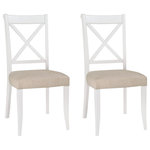 Bentley Designs - Hampstead 2-Tone Painted Furniture Fabric X Back Dining Chairs, Set of 2 - Hampstead Two Tone Painted Fabric X Back Dining Chair offers elegance and practicality for any home. Soft-grey paint finish contrasts beautifully with warm American Oak veneer tops, guaranteed to make a beautiful addition to any home.