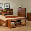 Prepac Tall Double / Full Platform Storage Bed in Cherry with 12 Dr...