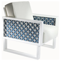 Twist Modern Blue Circles, Leather Lounge Chair