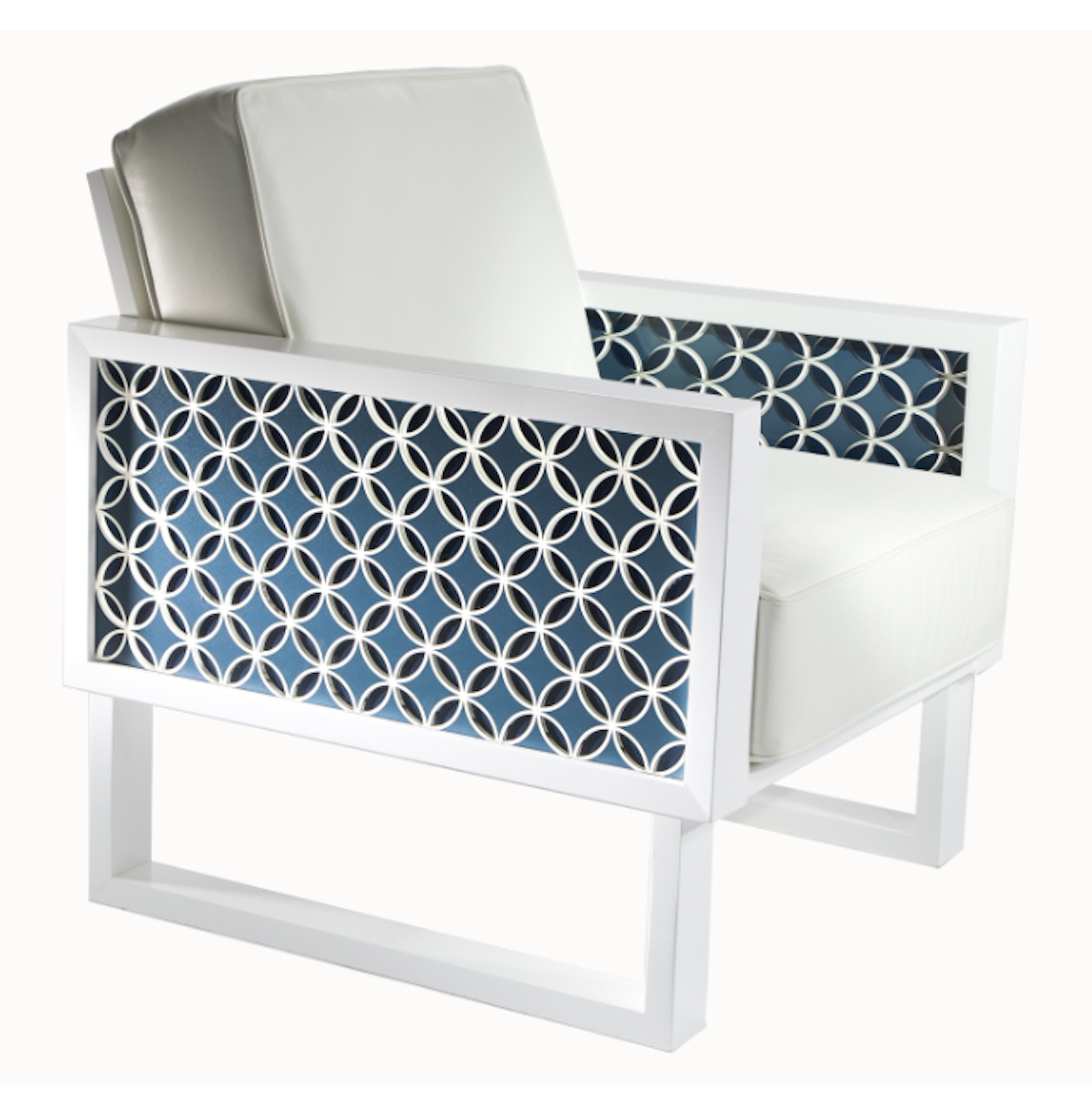 Twist Modern Blue Circles, Leather Lounge Chair