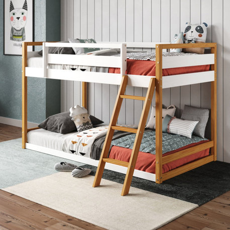 P'kolino Quadra Bed White and Natural, Twin Over Twin
