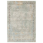 Jaipur Living - Vibe by Jaipur Living Thayer Medallion Green and Light Gray Runner Rug 2'6"x10' - The glamorous yet versatile style of the Melo collection offers a chic, contemporary edge to any home. The Thayer rug boasts an elegant traditional motif in tones of green, light gray, cream, gold, light blue, and a hint of dark charcoal. This power-loomed collection features a stunning lustrous sheen and texture-rich, varied pile height for added dimension and depth.